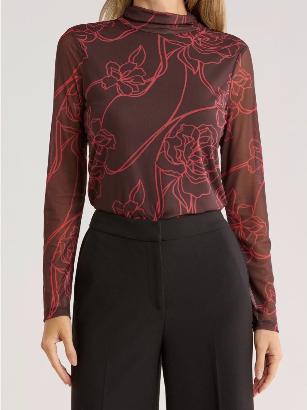 Mesh Mock Neck Top
